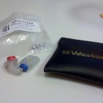 Earplugs, filters, and the case About 10 days later, I got a call from the doc to pick up my earplugs. Aren't they cute? The 9dB filters are in the earplugs in this photo, but you can see the clear 15dB filters in the baggie. And they come with a little carrying case.
