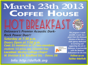 We'll be at the Delaware Friends of Folk on 3/23! Woot!